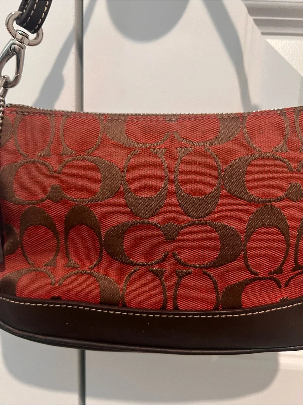 Coach Vintage Y2K Signature Red Brown Leather Mini Demi Shoulder Bag 6094